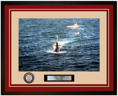 USS Tunny SSN-682 Framed Navy Ship Photo Burgundy