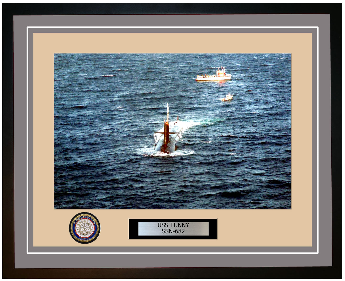 USS Tunny SSN-682 Framed Navy Ship Photo Grey