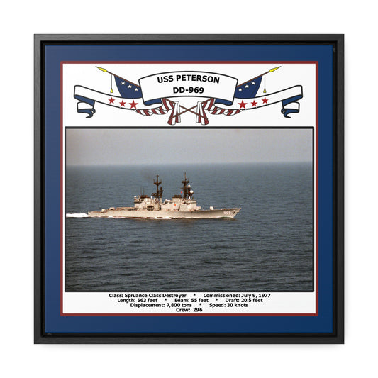 USS Peterson DD-969 Navy Floating Frame Photo Front View