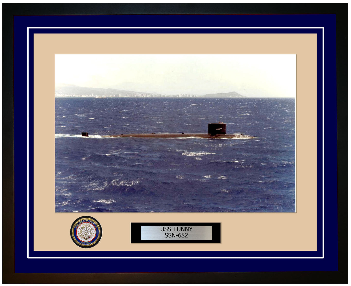 USS Tunny SSN-682 Framed Navy Ship Photo Blue
