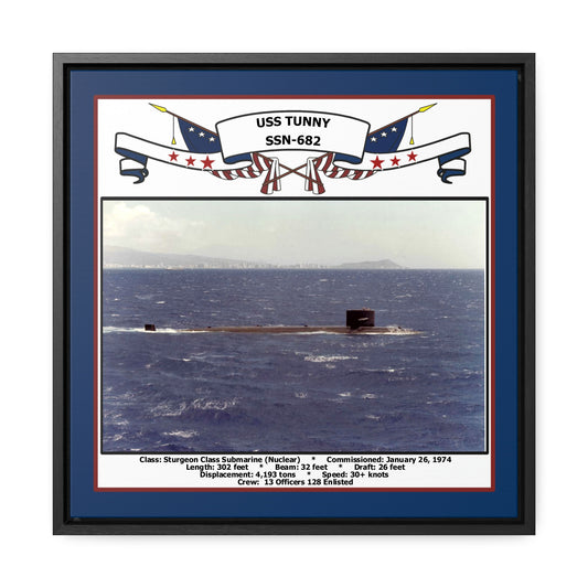 USS Tunny SSN-682 Navy Floating Frame Photo Front View
