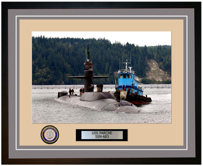 USS Parche SSN-683 Framed Navy Ship Photo Grey