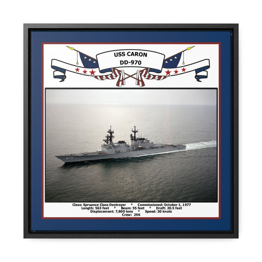 USS Caron DD-970 Navy Floating Frame Photo Front View