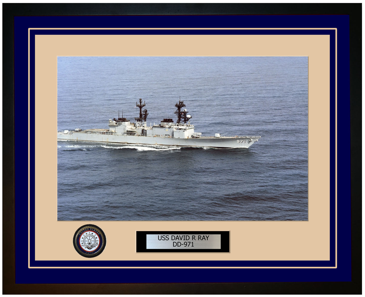 USS DAVID R RAY DD-971 Framed Navy Ship Photo Blue