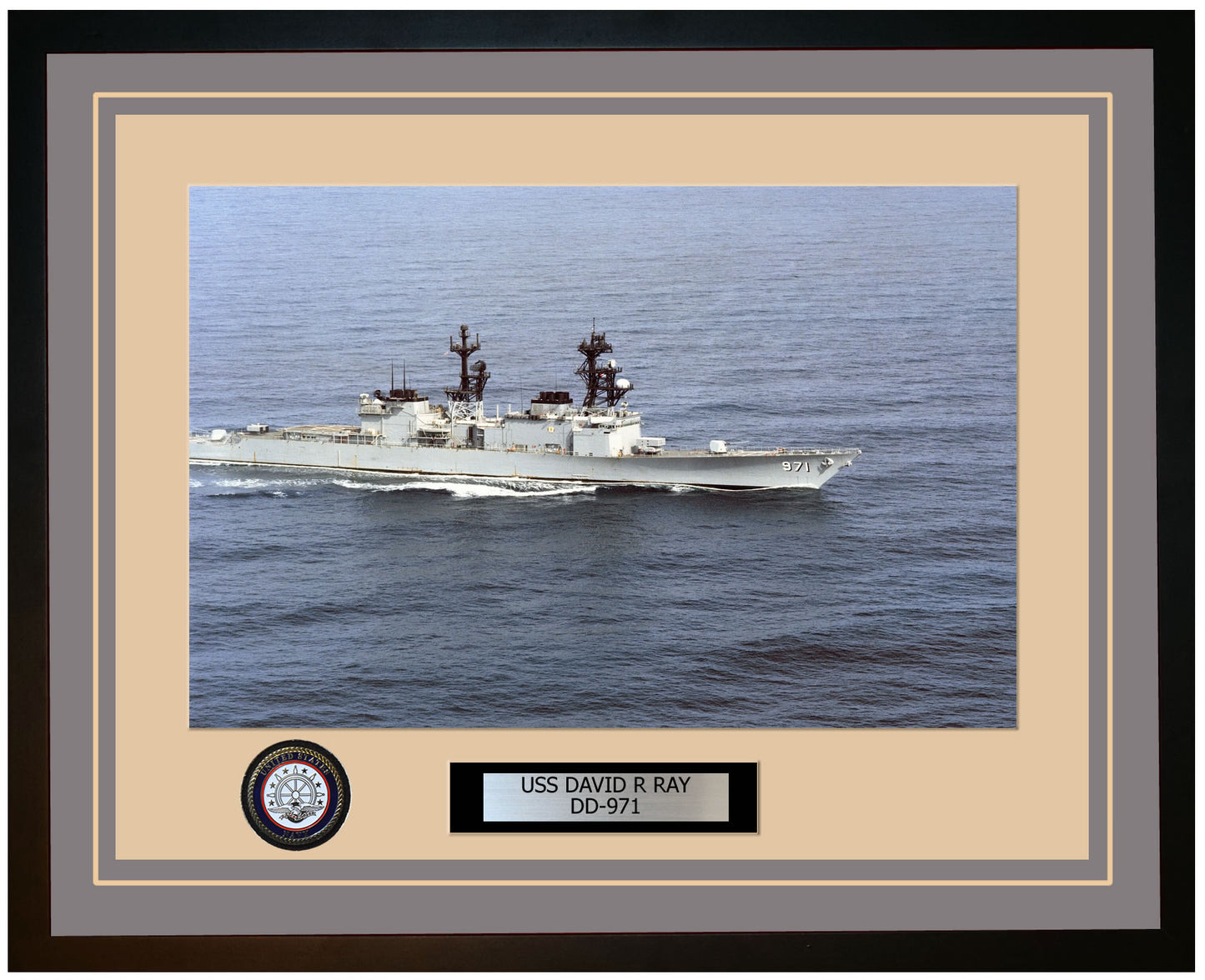 USS DAVID R RAY DD-971 Framed Navy Ship Photo Grey