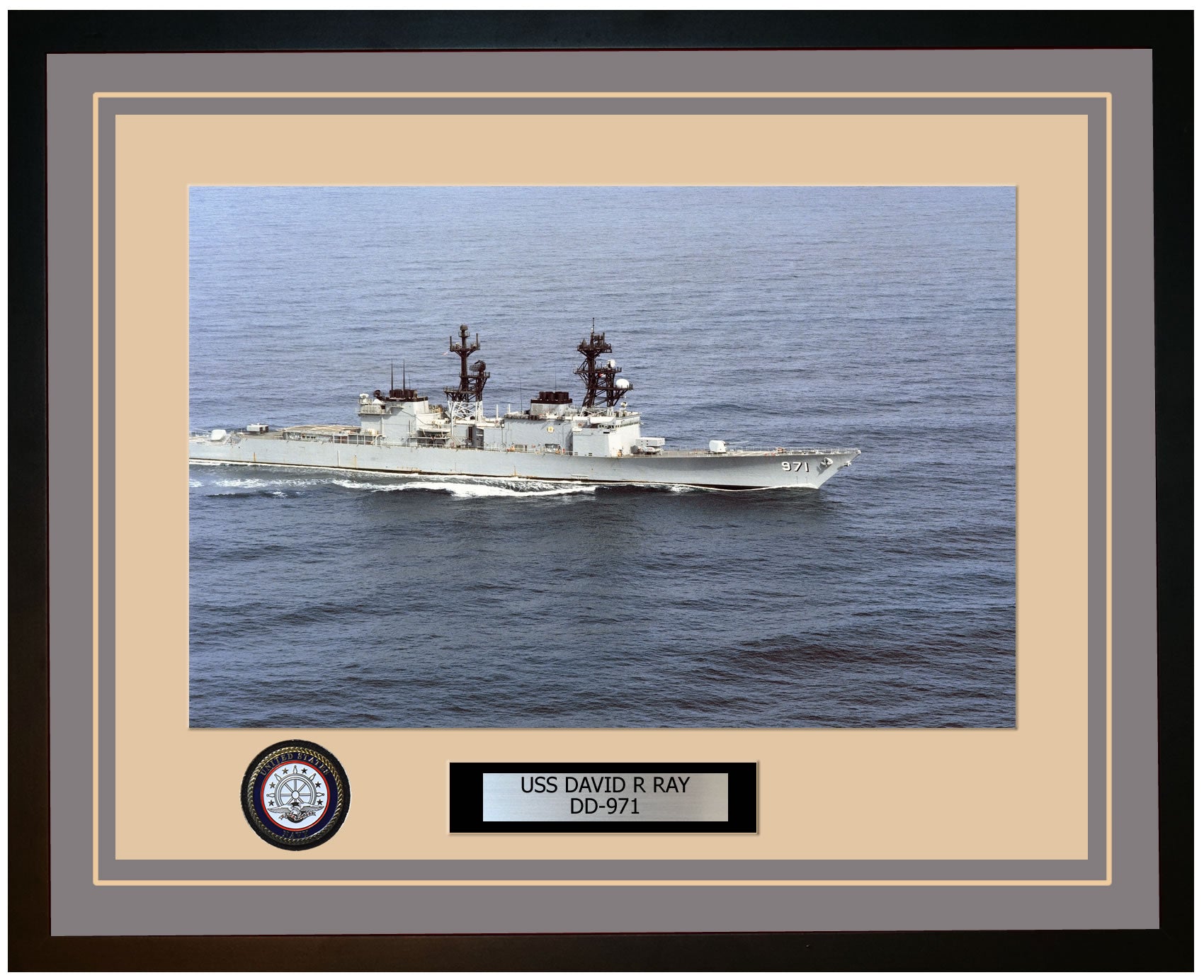 USS DAVID R RAY DD-971 Framed Navy Ship Photo Grey