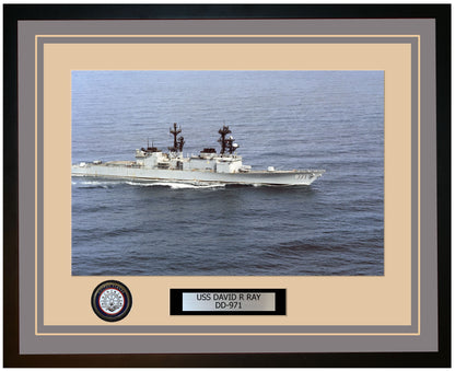USS DAVID R RAY DD-971 Framed Navy Ship Photo Grey