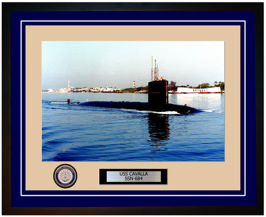 USS Cavalla SSN-684 Framed Navy Ship Photo Blue