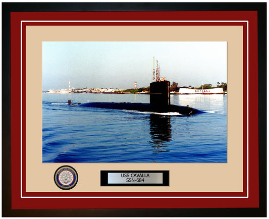 USS Cavalla SSN-684 Framed Navy Ship Photo Burgundy