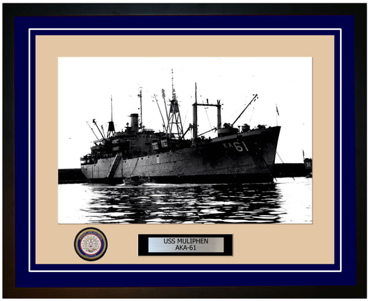 USS Muliphen AKA-61 Framed Navy Ship Photo Blue