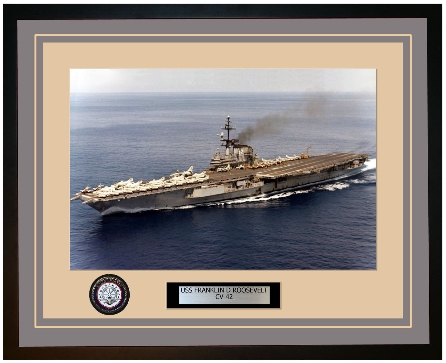 USS FRANKLIN D ROOSEVELT CV-42 Framed Navy Ship Photo Grey