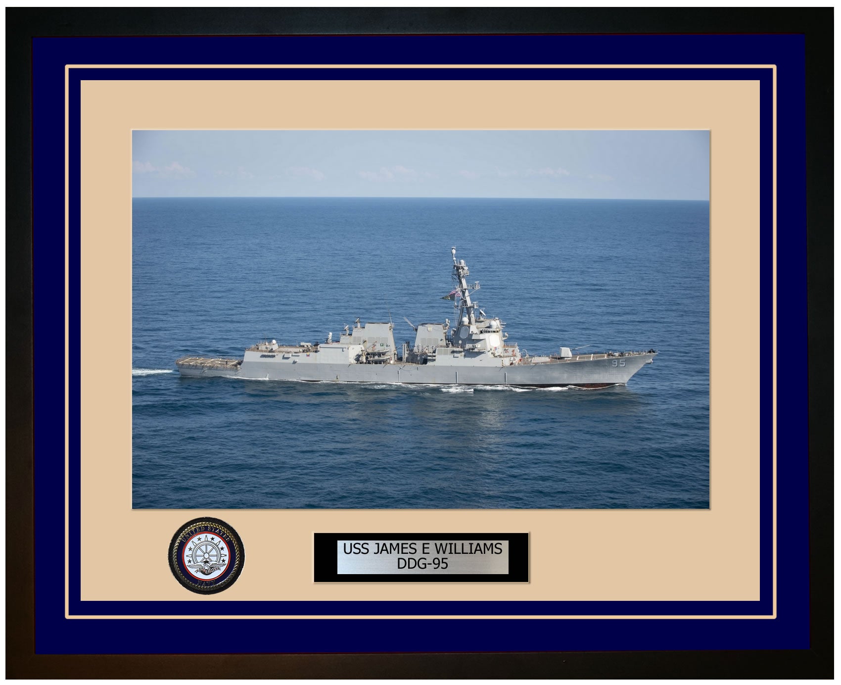 USS JAMES E WILLIAMS DDG-95 Framed Navy Ship Photo Blue