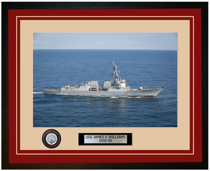 USS JAMES E WILLIAMS DDG-95 Framed Navy Ship Photo Burgundy