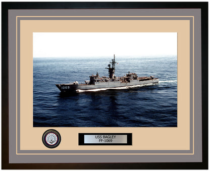 USS BAGLEY FF-1069 Framed Navy Ship Photo Grey