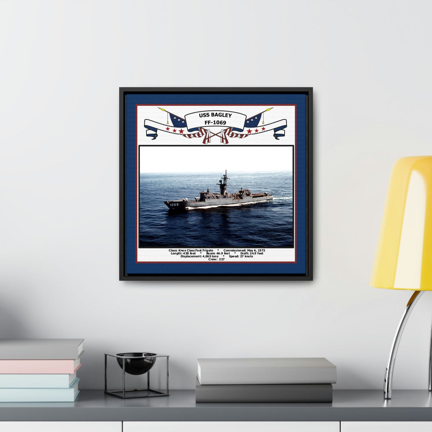 USS Bagley FF-1069 Navy Floating Frame Photo Desk View
