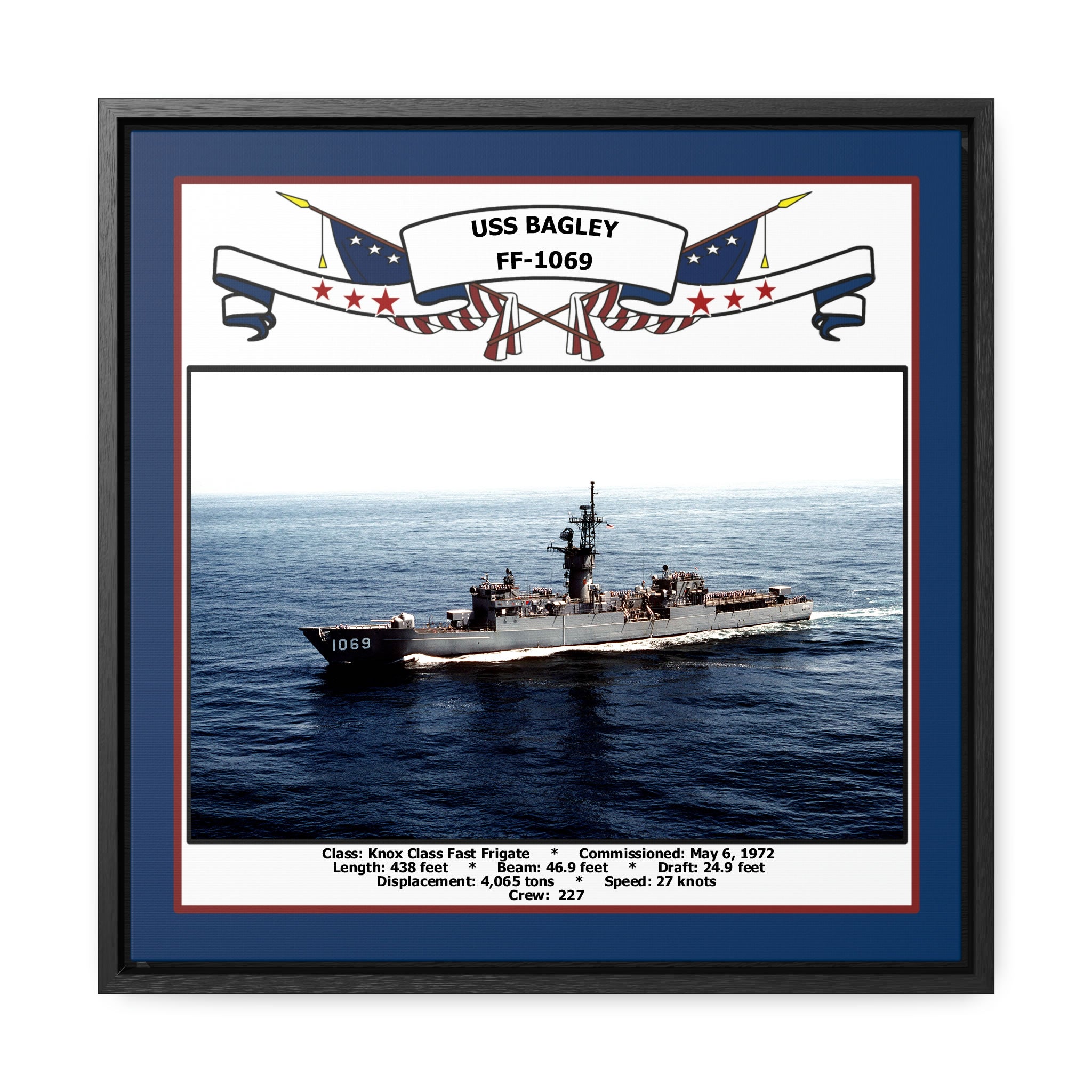 USS Bagley FF-1069 Navy Floating Frame Photo – Navy Emporium