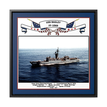 USS Bagley FF-1069 Navy Floating Frame Photo Front View