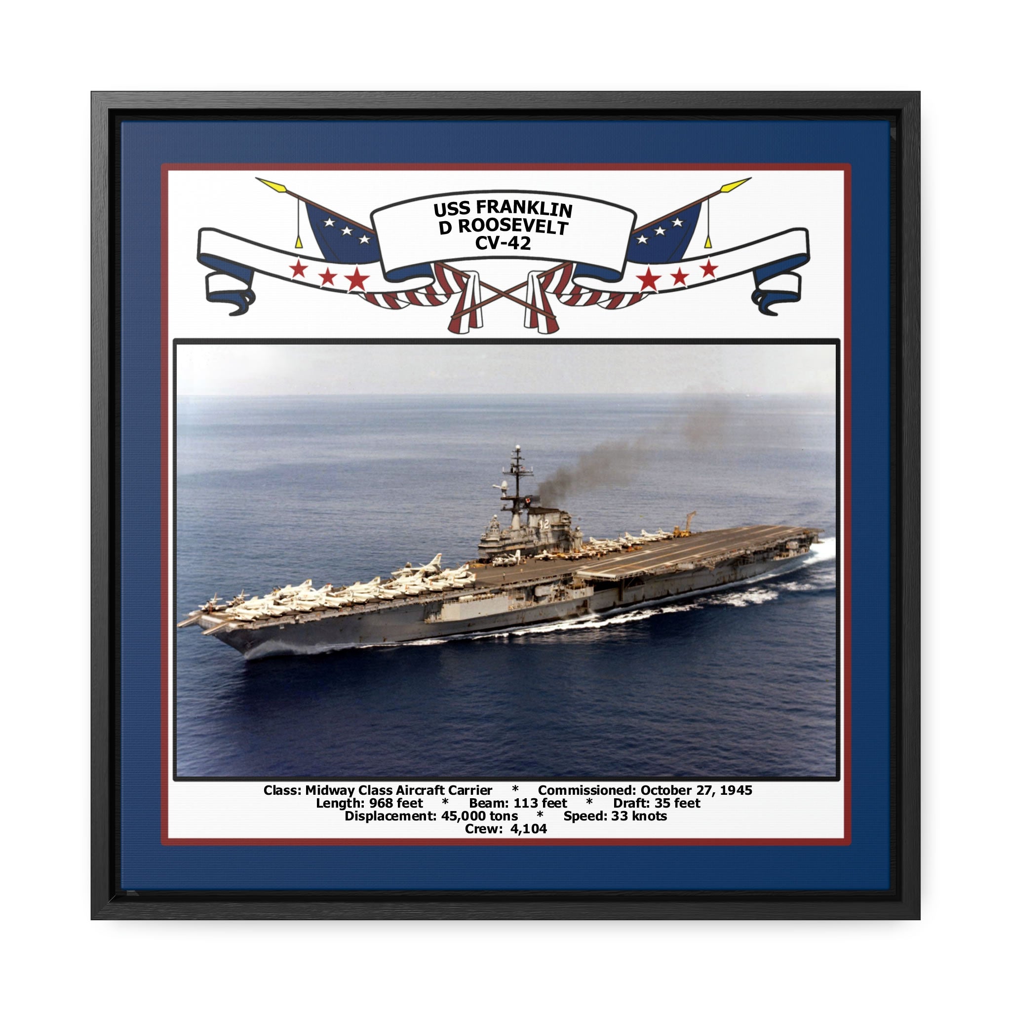 USS Franklin D Roosevelt CV-42 Navy Floating Frame Photo – Navy Emporium
