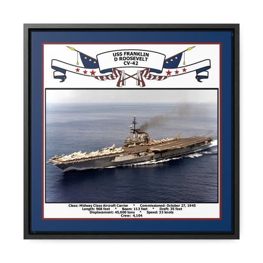 USS Franklin D Roosevelt CV-42 Navy Floating Frame Photo Front View