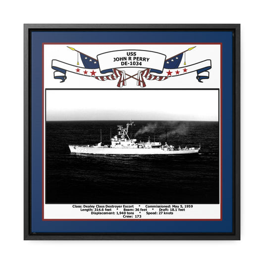 USS John R Perry DE-1034 Navy Floating Frame Photo Front View