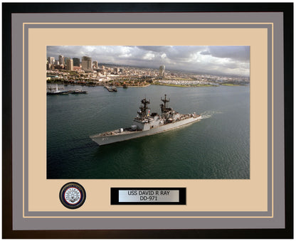 USS DAVID R RAY DD-971 Framed Navy Ship Photo Grey
