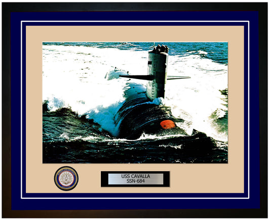 USS Cavalla SSN-684 Framed Navy Ship Photo Blue