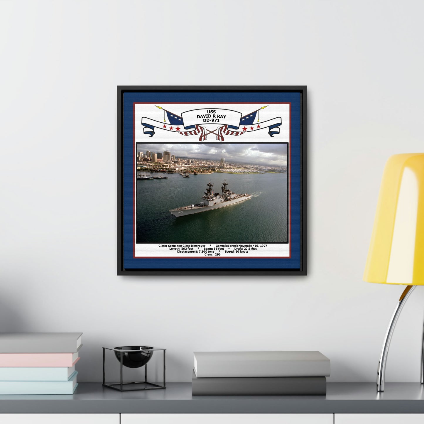 USS David R Ray DD-971 Navy Floating Frame Photo Desk View