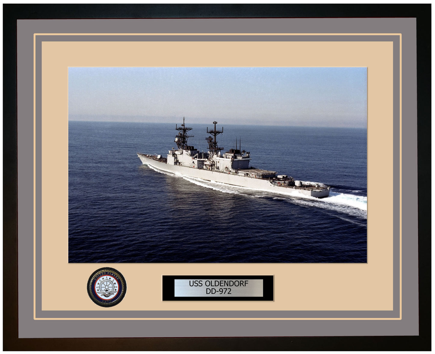 USS OLDENDORF DD-972 Framed Navy Ship Photo Grey