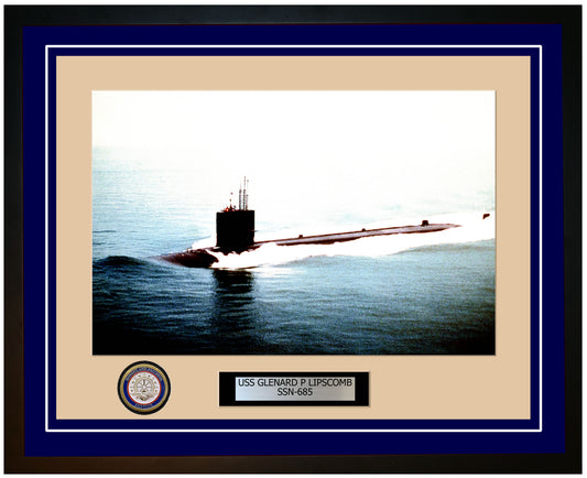 USS Glenard P Lipscomb SSN-685 Framed Navy Ship Photo Blue