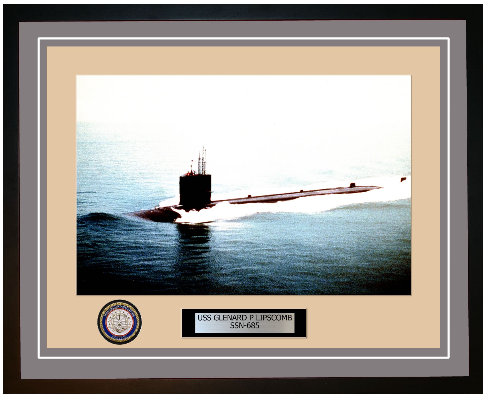 USS Glenard P Lipscomb SSN-685 Framed Navy Ship Photo Grey