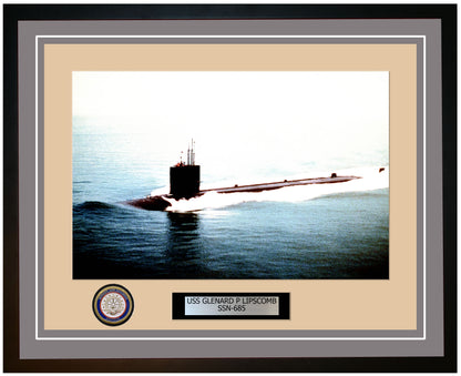 USS Glenard P Lipscomb SSN-685 Framed Navy Ship Photo Grey