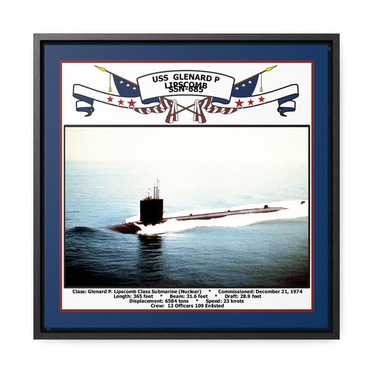 USS Glenard P Lipscomb SSN-685 Navy Floating Frame Photo Front View