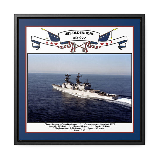 USS Oldendorf DD-972 Navy Floating Frame Photo Front View