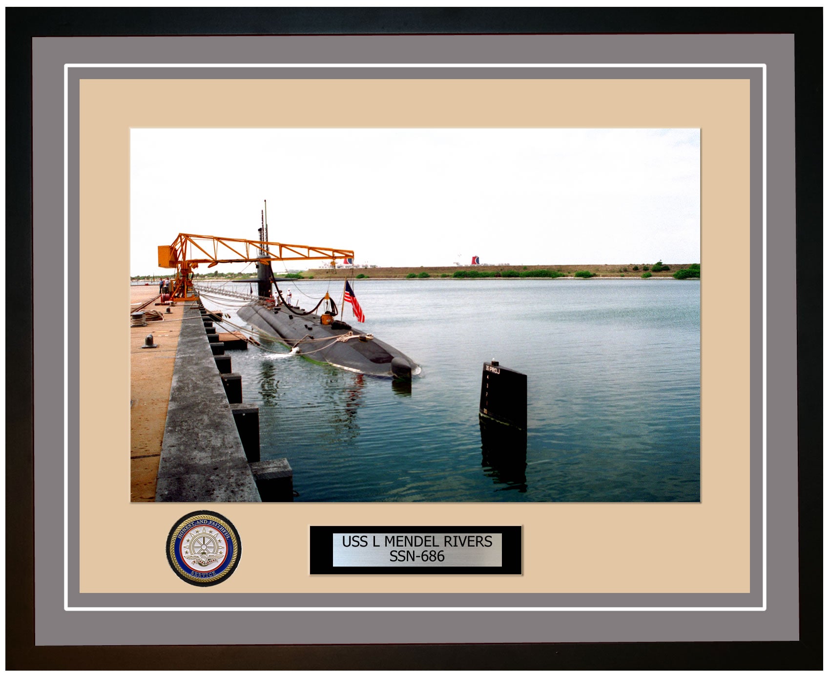 USS L Mendel Rivers SSN-686 Framed Navy Ship Photo Grey