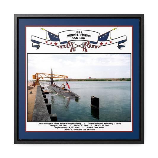 USS L Mendel Rivers SSN-686 Navy Floating Frame Photo Front View