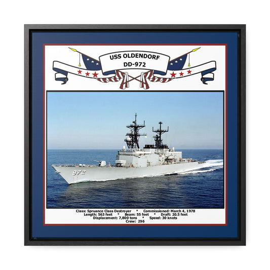 USS Oldendorf DD-972 Navy Floating Frame Photo Front View