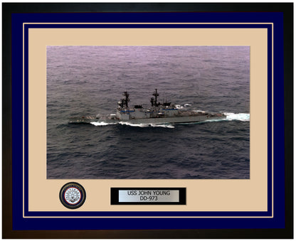 USS JOHN YOUNG DD-973 Framed Navy Ship Photo Blue