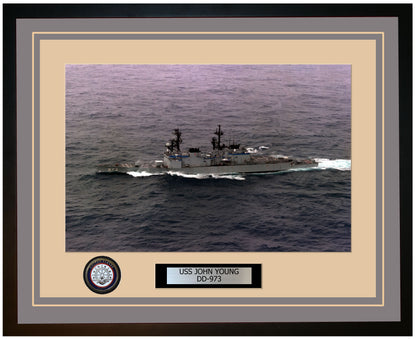 USS JOHN YOUNG DD-973 Framed Navy Ship Photo Grey