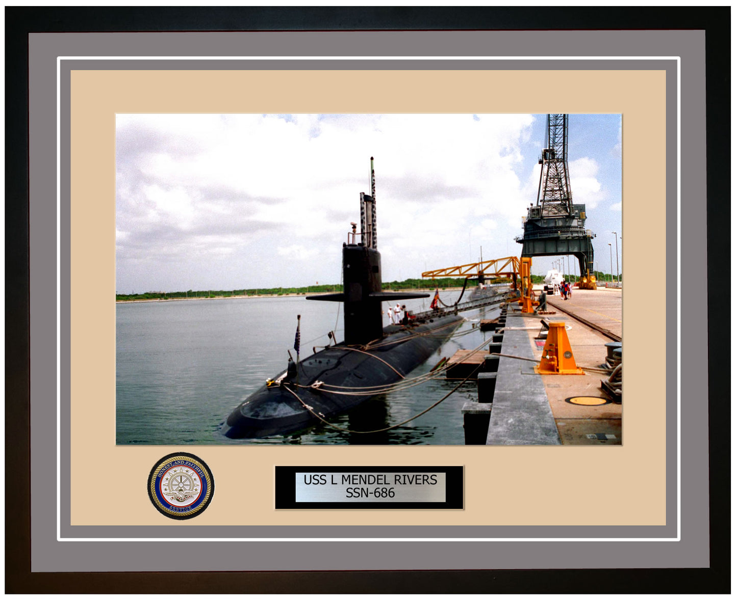 USS L Mendel Rivers SSN-686 Framed Navy Ship Photo Grey