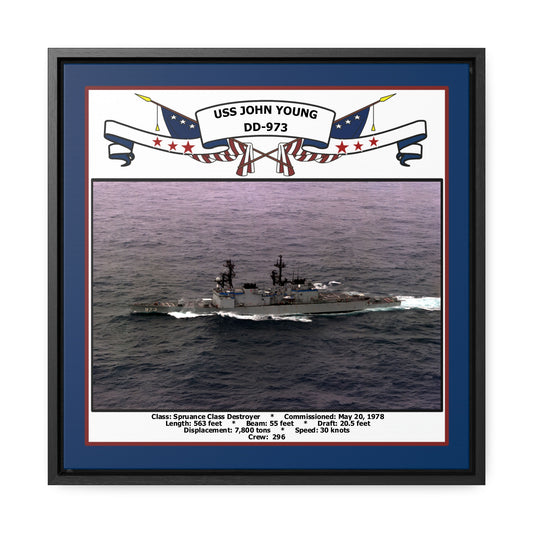 USS John Young DD-973 Navy Floating Frame Photo Front View
