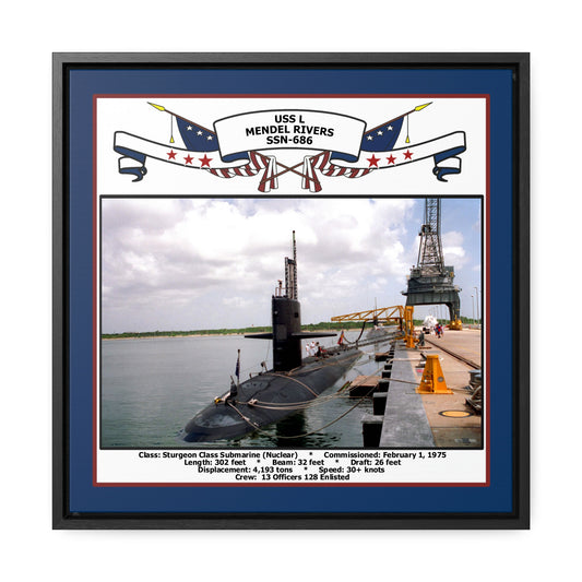 USS L Mendel Rivers SSN-686 Navy Floating Frame Photo Front View