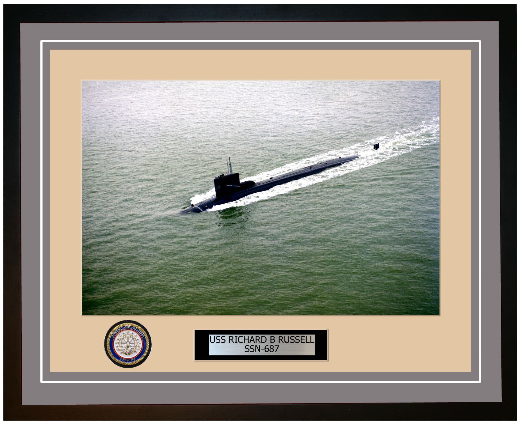 USS Richard B Russell SSN-687 Framed Navy Ship Photo Grey