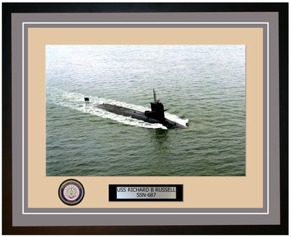 USS Richard B Russell SSN-687 Framed Navy Ship Photo Grey
