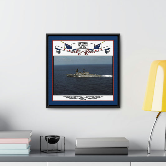 USS Comte De Grasse DD-974 Navy Floating Frame Photo Desk View