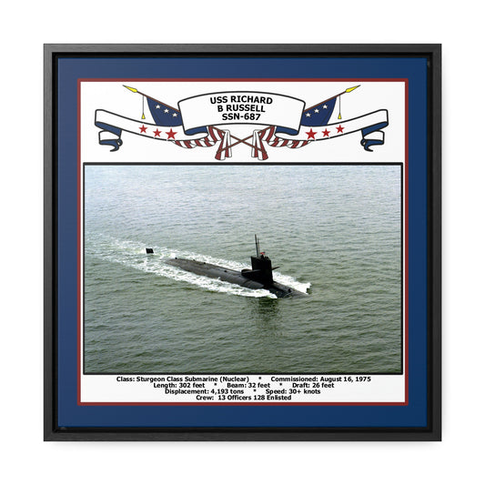 USS Richard B Russell SSN-687 Navy Floating Frame Photo Front View