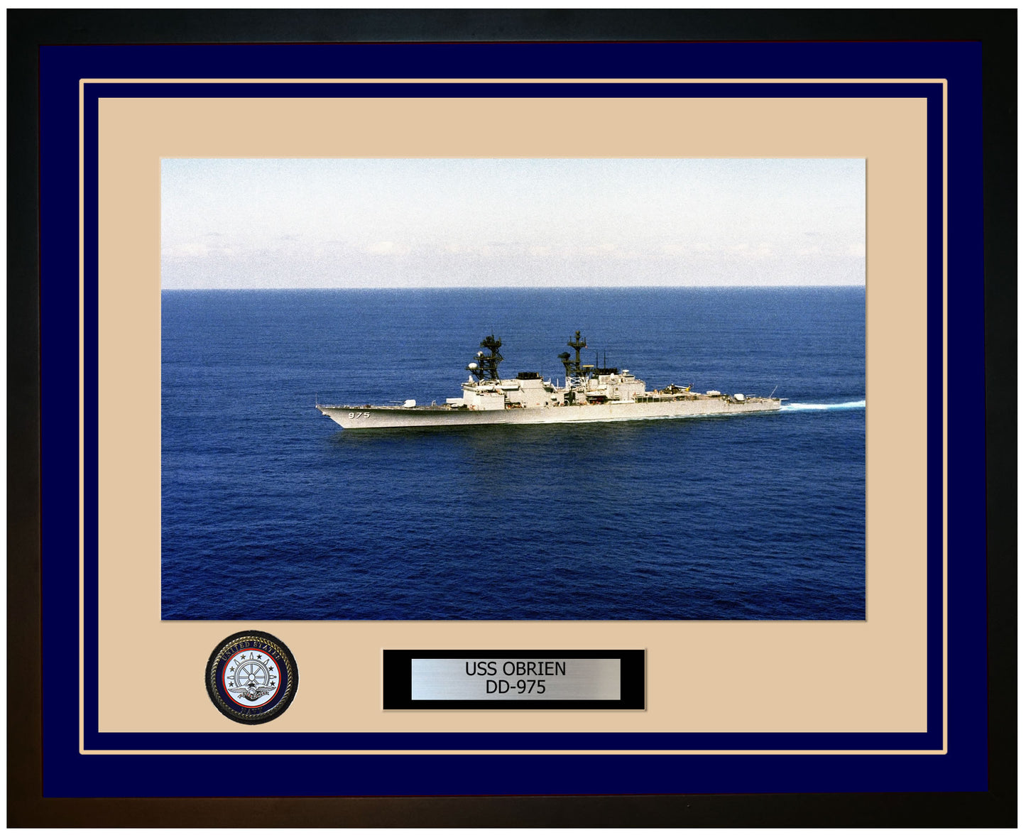 USS OBRIEN DD-975 Framed Navy Ship Photo Blue