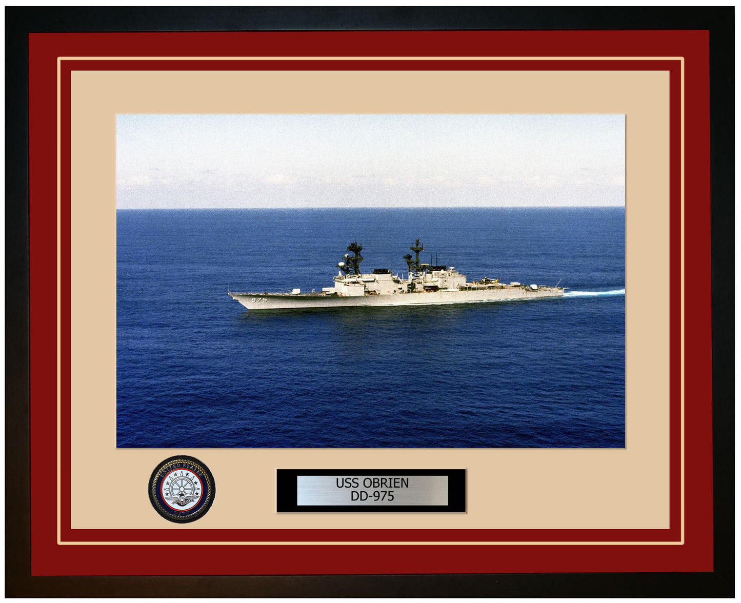USS OBRIEN DD-975 Framed Navy Ship Photo Burgundy