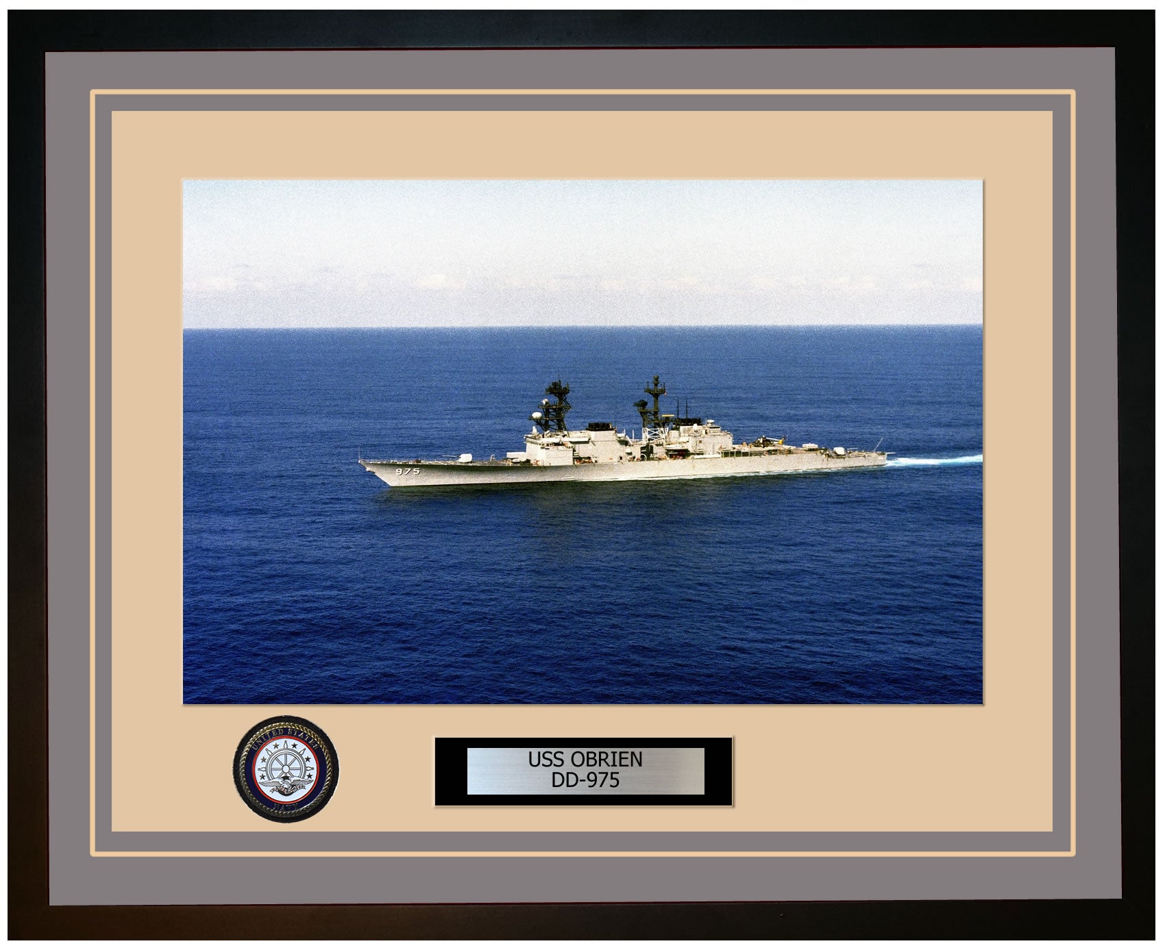 USS OBRIEN DD-975 Framed Navy Ship Photo Grey