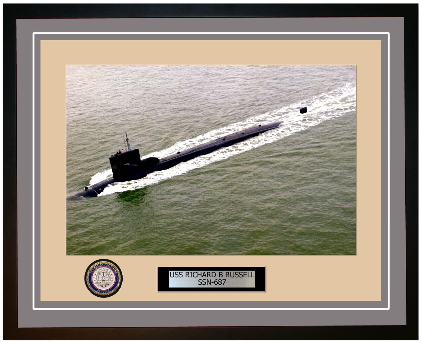 USS Richard B Russell SSN-687 Framed Navy Ship Photo Grey