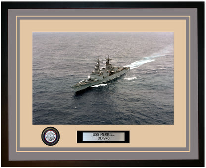 USS MERRILL DD-976 Framed Navy Ship Photo Grey